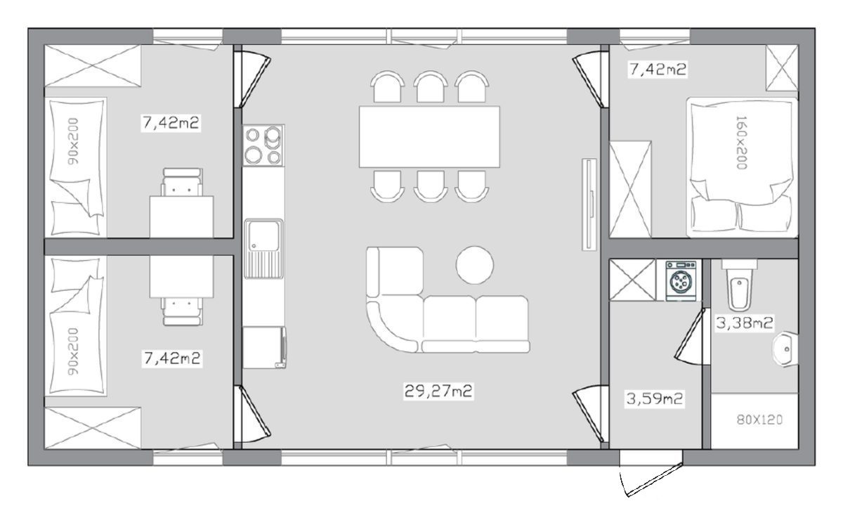Raveno Modulheim 1, Grundriss C