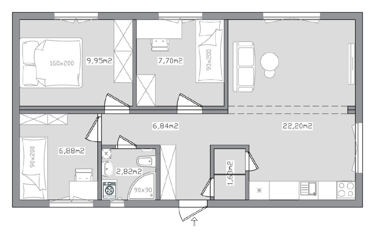 Raveno Modulheim 1, Grundriss D